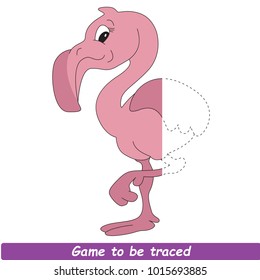 Beautiful Flamingo, Half Dot to Dot Educational Game for Kids.
