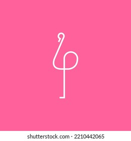 Beautiful flamingo line art design. Simple one line flamingo icon isolated on pink background. Pretty and beautiful flamingo logo idea.