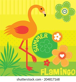 beautiful flamingo striped background vector illustration