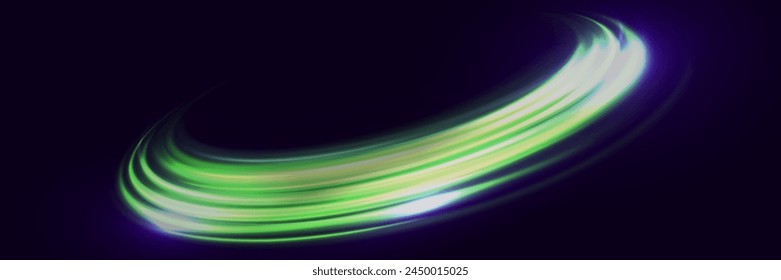 A beautiful flash of glow and special effect, a line of speed. Magic of moving fast laser beams, neon light.	
