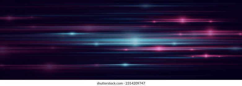 Beautiful flash of light and spark. Special effect, speed line. Magic moving fast laser beams, horizontal light beams.