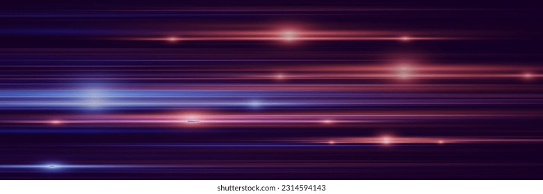 Beautiful flash of light and spark. Special effect, speed line. Magic moving fast laser beams, horizontal light beams.