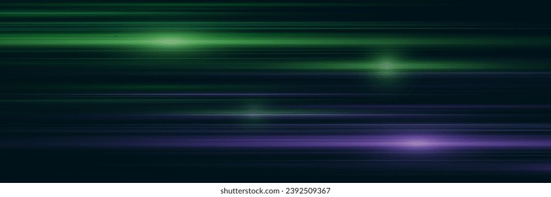 Hermoso destello de luz y chispa. Efecto especial, línea de velocidad. Vigas láser rápidas de movimiento mágico, vigas de luz horizontales.