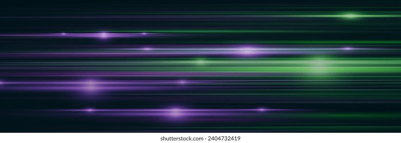 Beautiful flash of light and spark. Special effect, speed line. Magic moving fast laser beams, horizontal light beams.