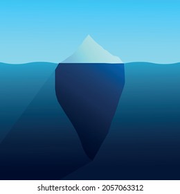 Beautiful flat with blue iceberg ocean for concept design. Blue water surface, underwater background. Business concept. Blue sea water. Flat winter landscape. Travel concept.