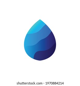 Beautiful flat blue water drop on white background. Water drop vector graphic illustration. Isolated vector blue water drop icon.