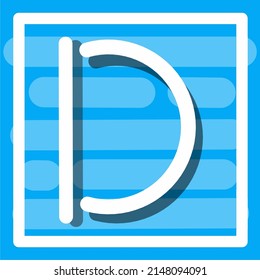 Hermoso diseño plano de una letra D con fondo azul