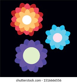 Beautiful flat design of flowers. Day of the Dead colorful motive.  Multicolor vector illustration.