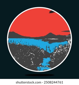 Beautiful Flat design Natural landscape background theme