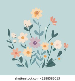 beautiful flat flowers vector illustration, with isolated on the artboard