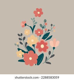 schöne flache Blumen, Vektorgrafik, einzeln auf weißer Zeichenfläche