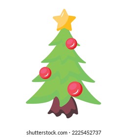 A beautiful flat icon of christmas tree 