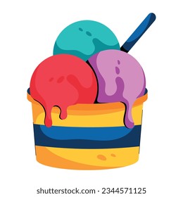 Hermoso icono plano de helado 