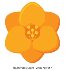 Beautiful Flat Icon Illustration of a Vibrant Freesia Flower in Full Bloom with Delicate Petals