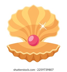 Un hermoso icono plano de la cáscara de perlas 