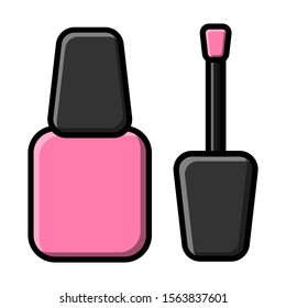 Beautiful flat icon of pink fashionable glamorous nail polish for beauty guidance and manicure isolated on a white background. Vector illustration