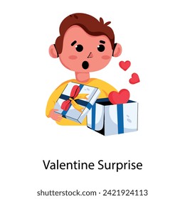 Beautiful flat icon of valentine surprise 