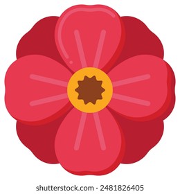 Beautiful Flat Icon Vector of a Poppy Flower with Vibrant Colors and Simplistic Design for Various Digital and Print Projects