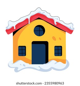 Hermoso icono plano de casa de invierno 
