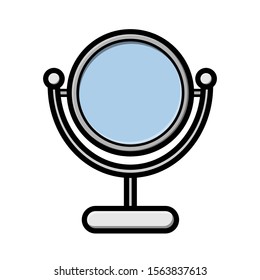 Beautiful flat iconok of a desktop round mirror for beauty and make-up isolated on a white background. Vector illustration