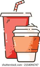 Beautiful Flat Juice Coffee Cups With Straw Concept 