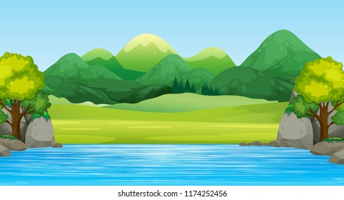 A beautiful flat landscape illustration