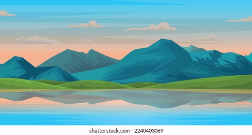 A beautiful flat mountains background, editable vector 