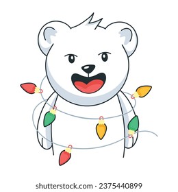 Hermosa pegatina plana de luces de oso 