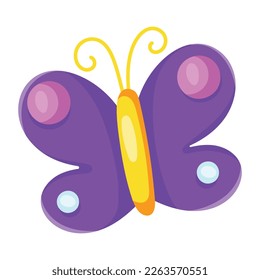 Beautiful flat sticker of butterfly 