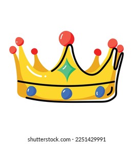 A beautiful flat sticker of crown 