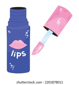 Hermoso icono de pegatina plana con brillo labial 