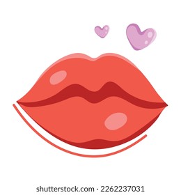 Hermoso icono de pegatina plana de labios 