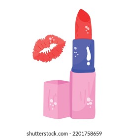 Una bonita pegatina plana de lápiz labial