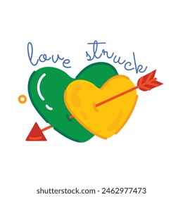 Beautiful flat sticker of love struck typography 