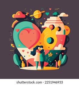 beautiful flat valentine's day background, abstract