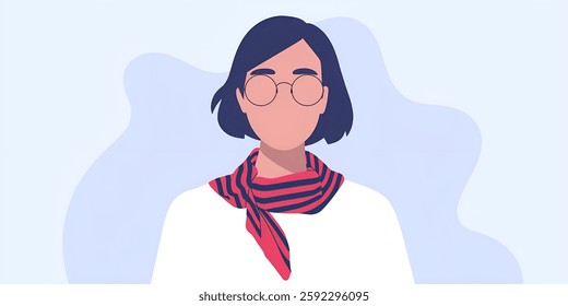 A beautiful flat vecor illustration of a lady, colorful and minimalistic,useful for greetings ,business ,drawings ,advertisement.