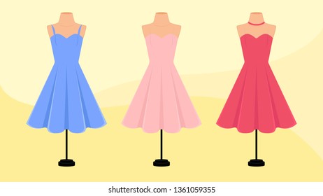 Beautiful flat vector dresses for female character