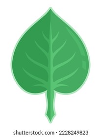 Beautiful flat vector illustration with green geometric leaf shape isolated on the white background