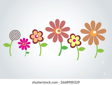 Design de flora bonito em fundo isolado. 