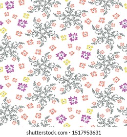 Beautiful Flora Motif Repeat Seamless Trending Pattern