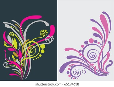 Beautiful floral abstract background in vibrant yellow, purple and pink- Great for textures and backgrounds for your projects!