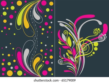 Beautiful floral abstract background in vibrant grey, yellow and pink- Great for textures and backgrounds for your projects!