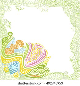 Beautiful floral abstract frame. Vector illustration.