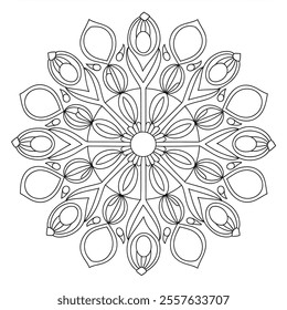 Beautiful floral abstract mandala design, coloring page