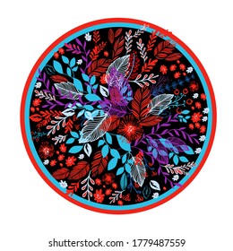 Beautiful Floral abstraction in a circle. Vector illustration