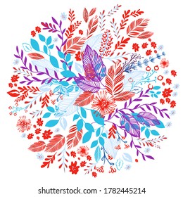 Beautiful Floral abstraction in a circle. Vector illustration
