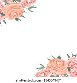 Beautiful floral arrangement card in the corners