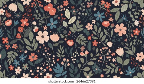 Beautiful Floral Arrangement Vector Art with a Dark Background and Colorful Blooms