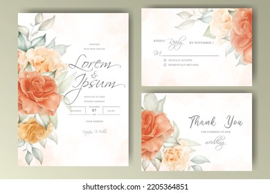 beautiful floral arrangement wedding invitation card template design