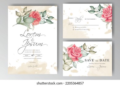 beautiful floral arrangement wedding invitation card template design